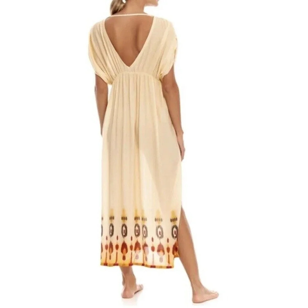 NWT Agua Bendita Lyra leva ivory one size dress rayon cream orange - Picture 2 of 13